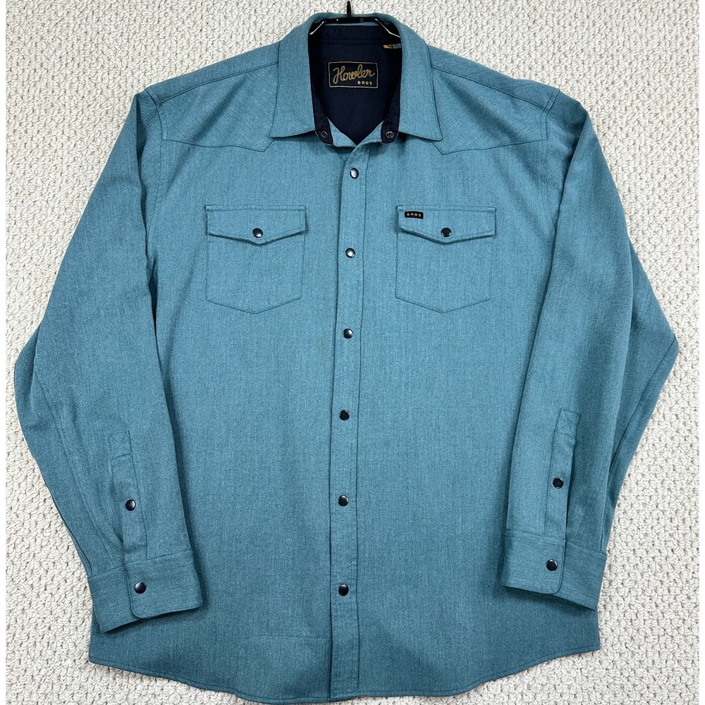Howler Brothers Shirt Mens XL Teal Stockman Western Snapshirt Stretch Huckberry